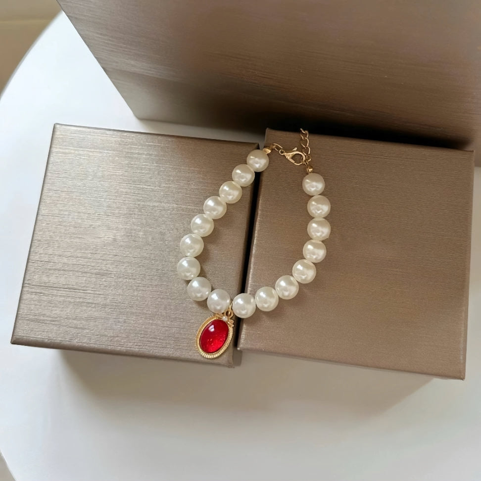 Pearl Series -  Elliptical Gemstone Pendant Necklace