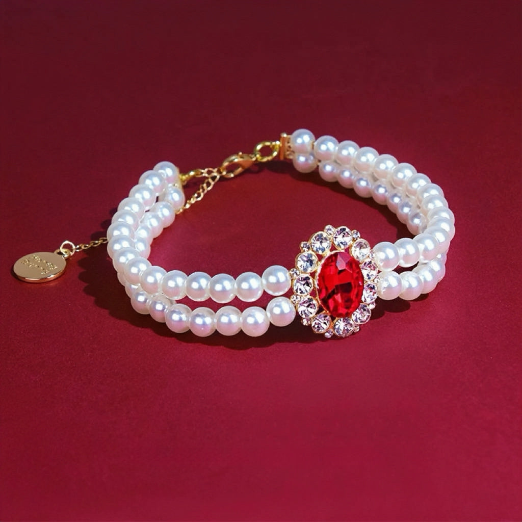 Pearl Series - Double Necklace with Gemstone