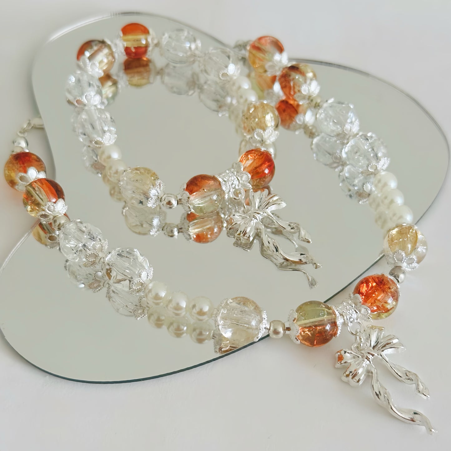 Matching Set Series - Crystal Ribbon Pendant Necklace