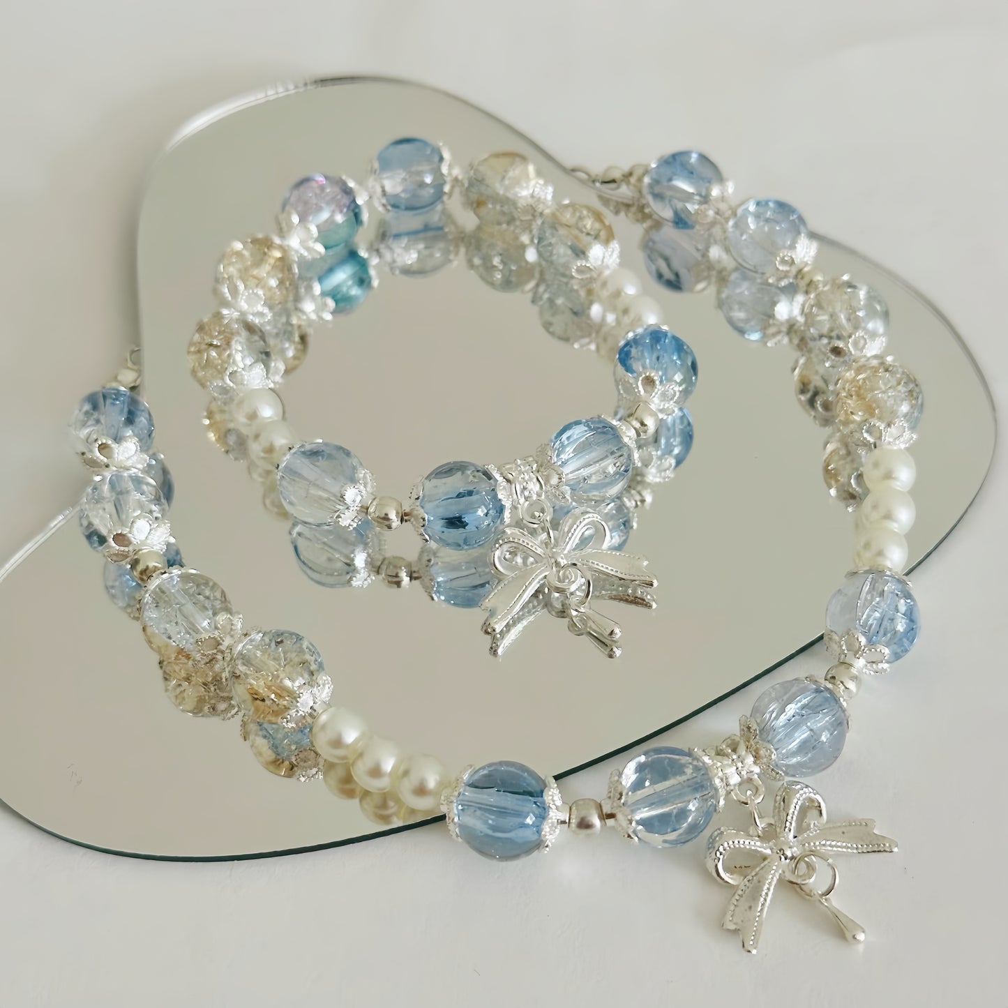 Matching Set Series - Crystal Ribbon Pendant Necklace
