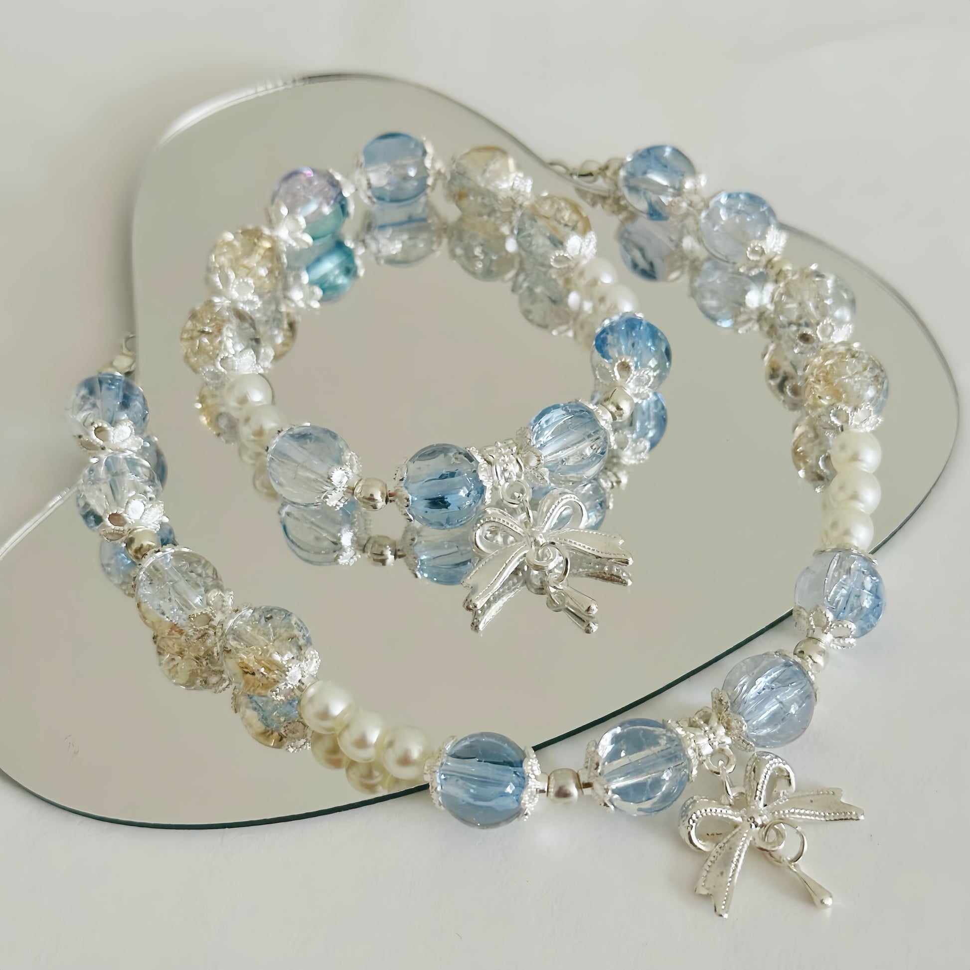 Matching Set Series - Crystal Ribbon Pendant Necklace