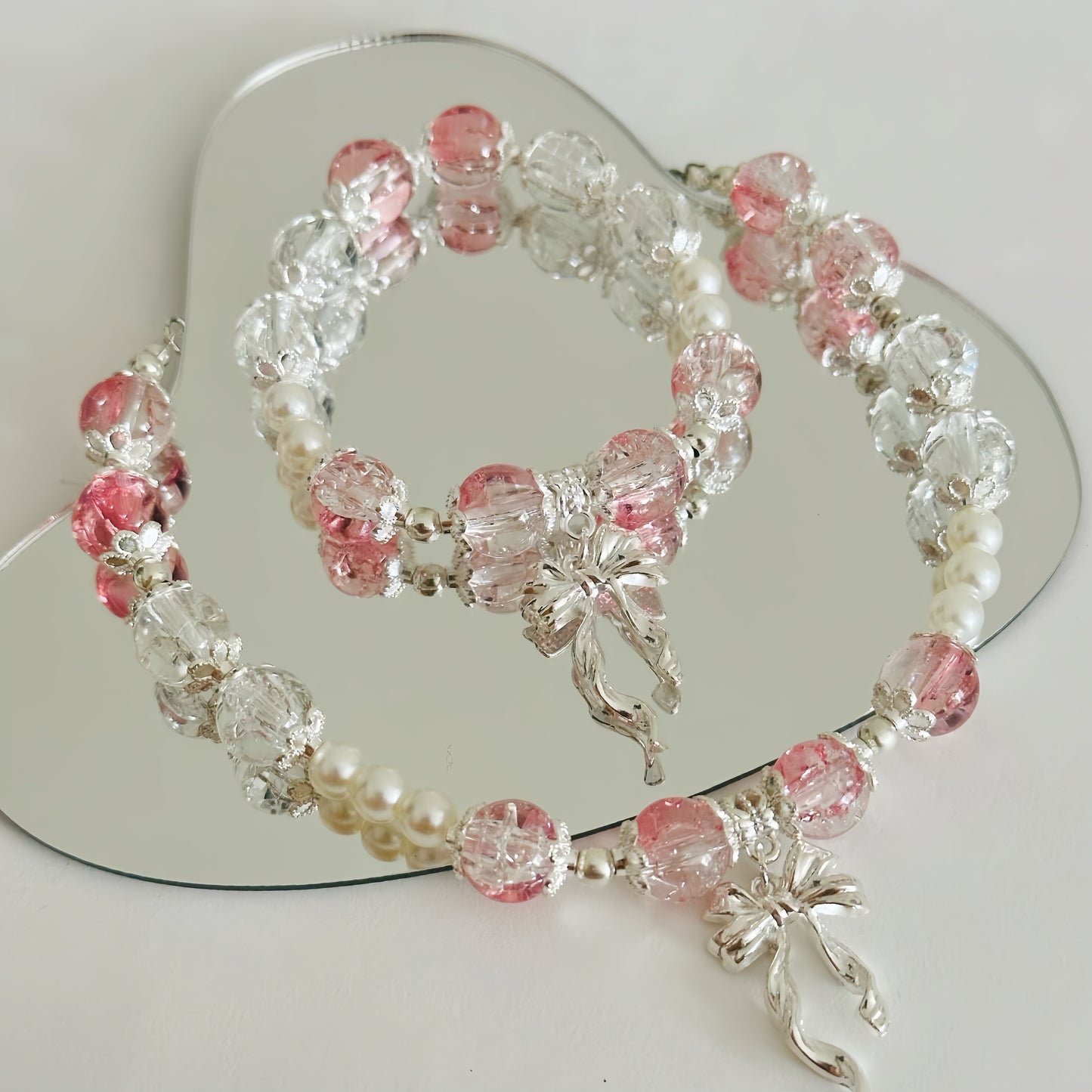 Matching Set Series - Crystal Ribbon Pendant Necklace