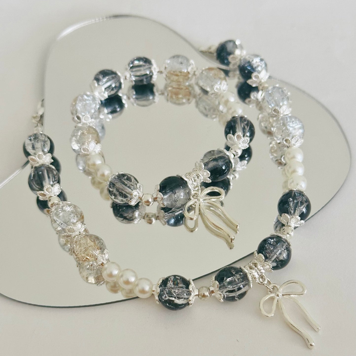 Matching Set Series - Crystal Ribbon Pendant Necklace