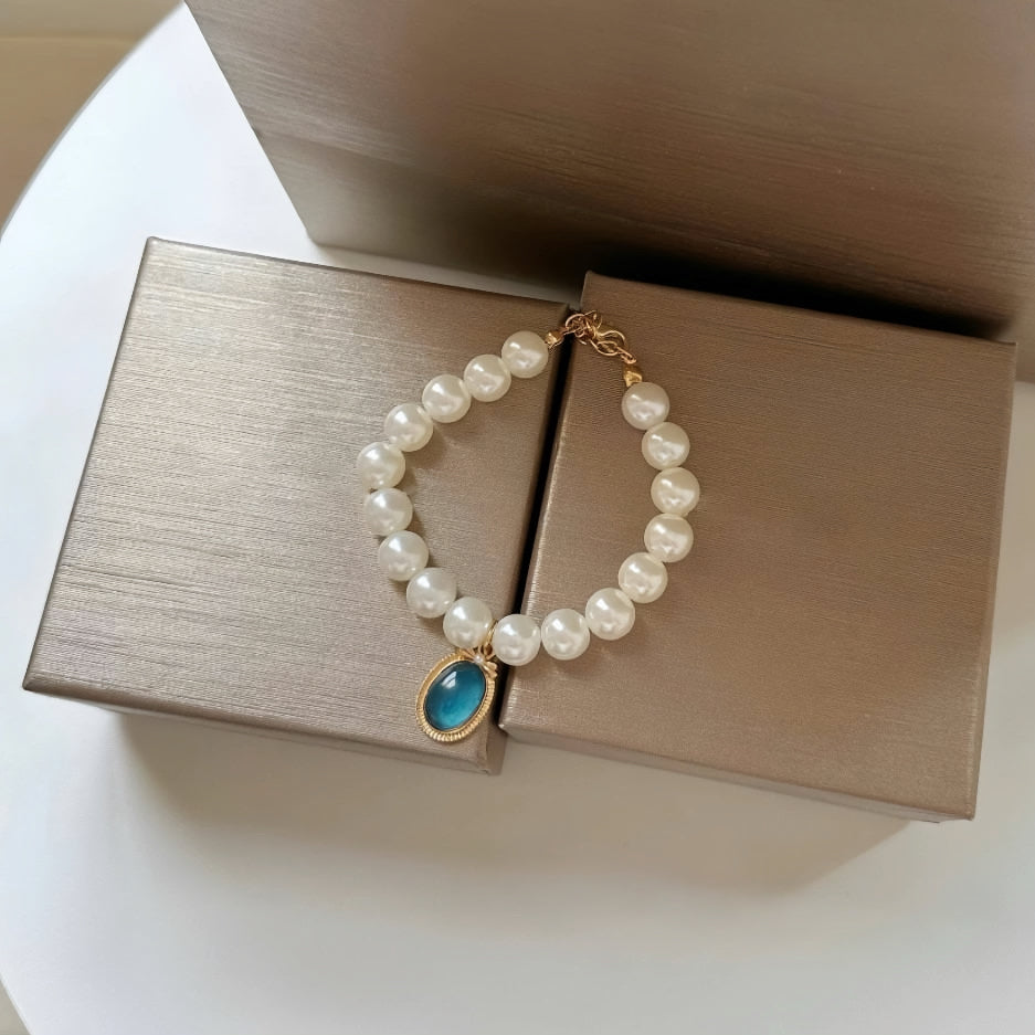 Pearl Series -  Elliptical Gemstone Pendant Necklace