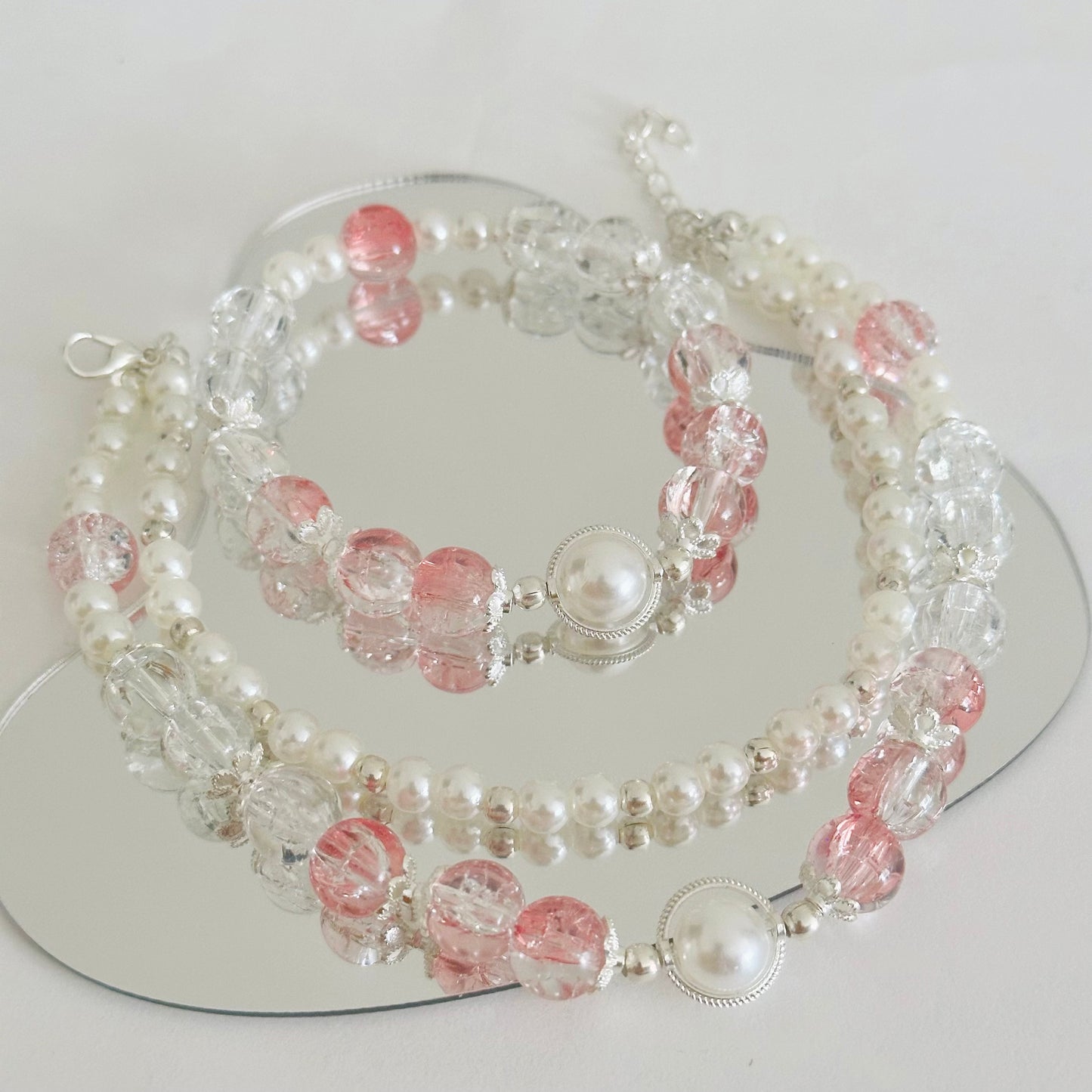 Matching Set Series - Double Pearl Planet Necklace