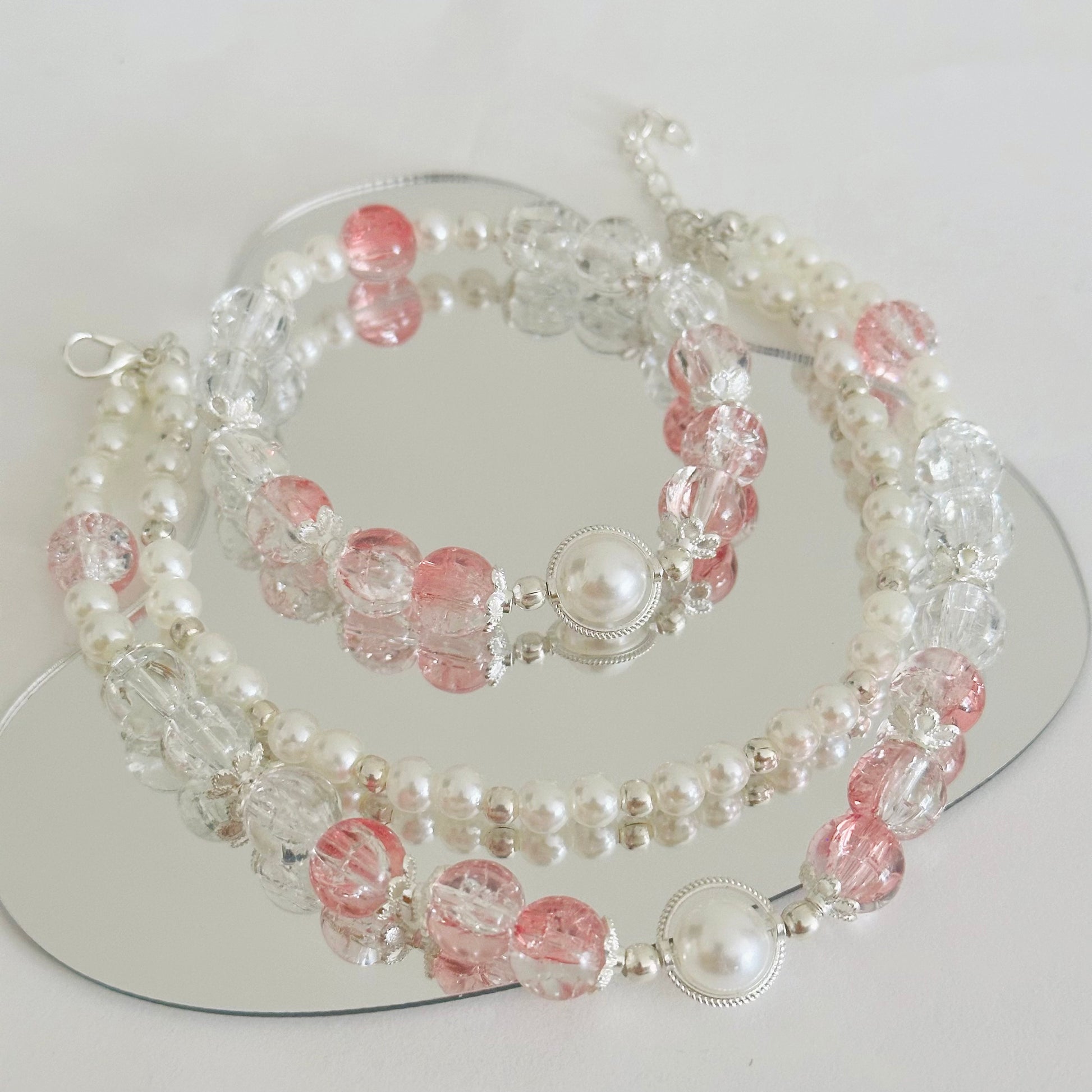 Matching Set Series - Double Pearl Planet Necklace