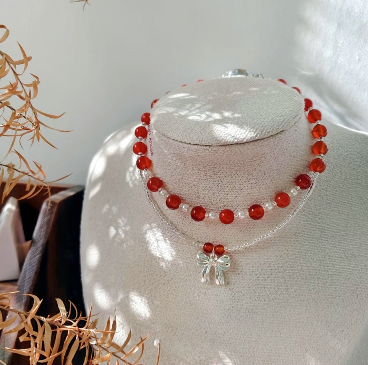 Natural Stone Series - Red Bean Necklace