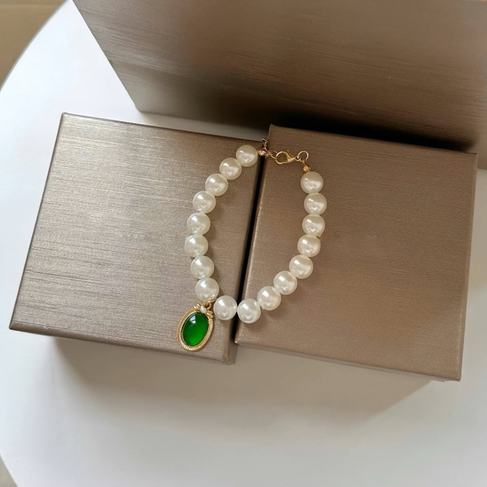Pearl Series -  Elliptical Gemstone Pendant Necklace
