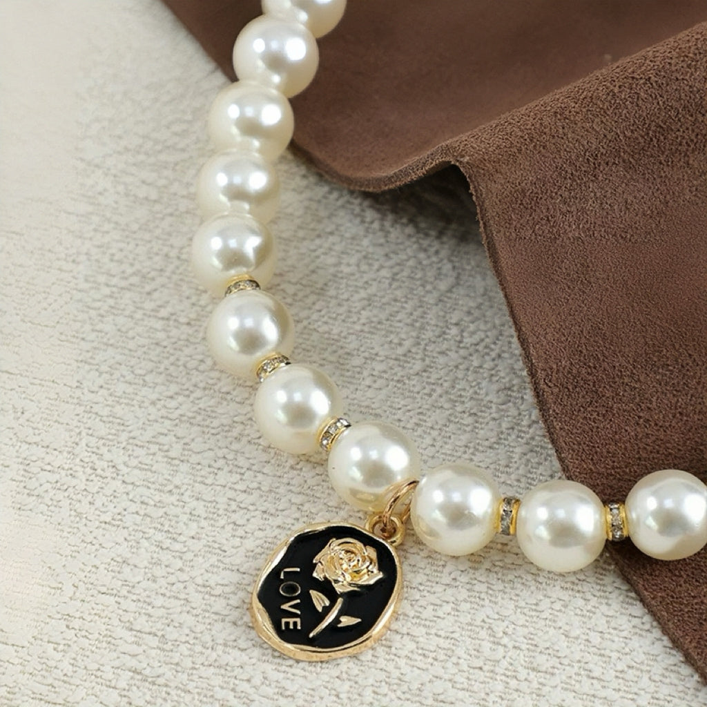 Pearl Series - Rose Pendant Necklace