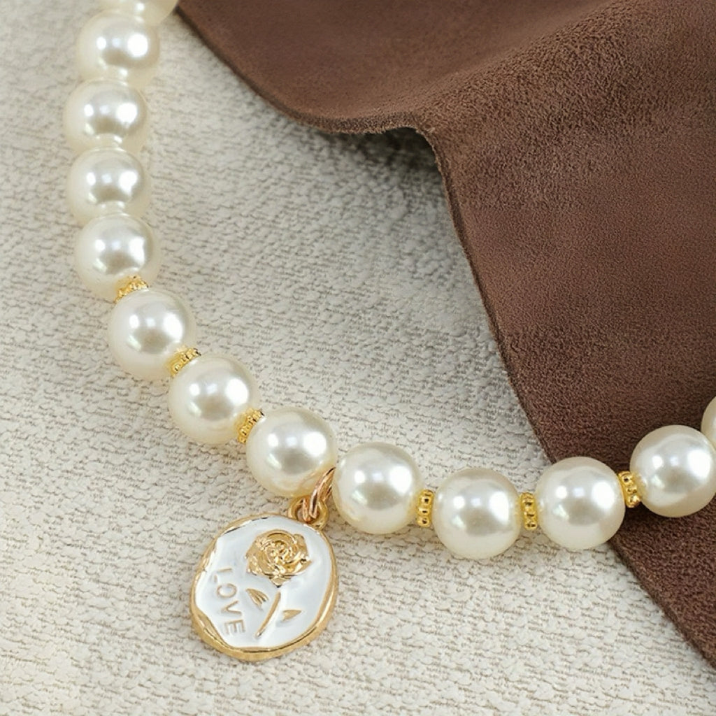 Pearl Series - Rose Pendant Necklace