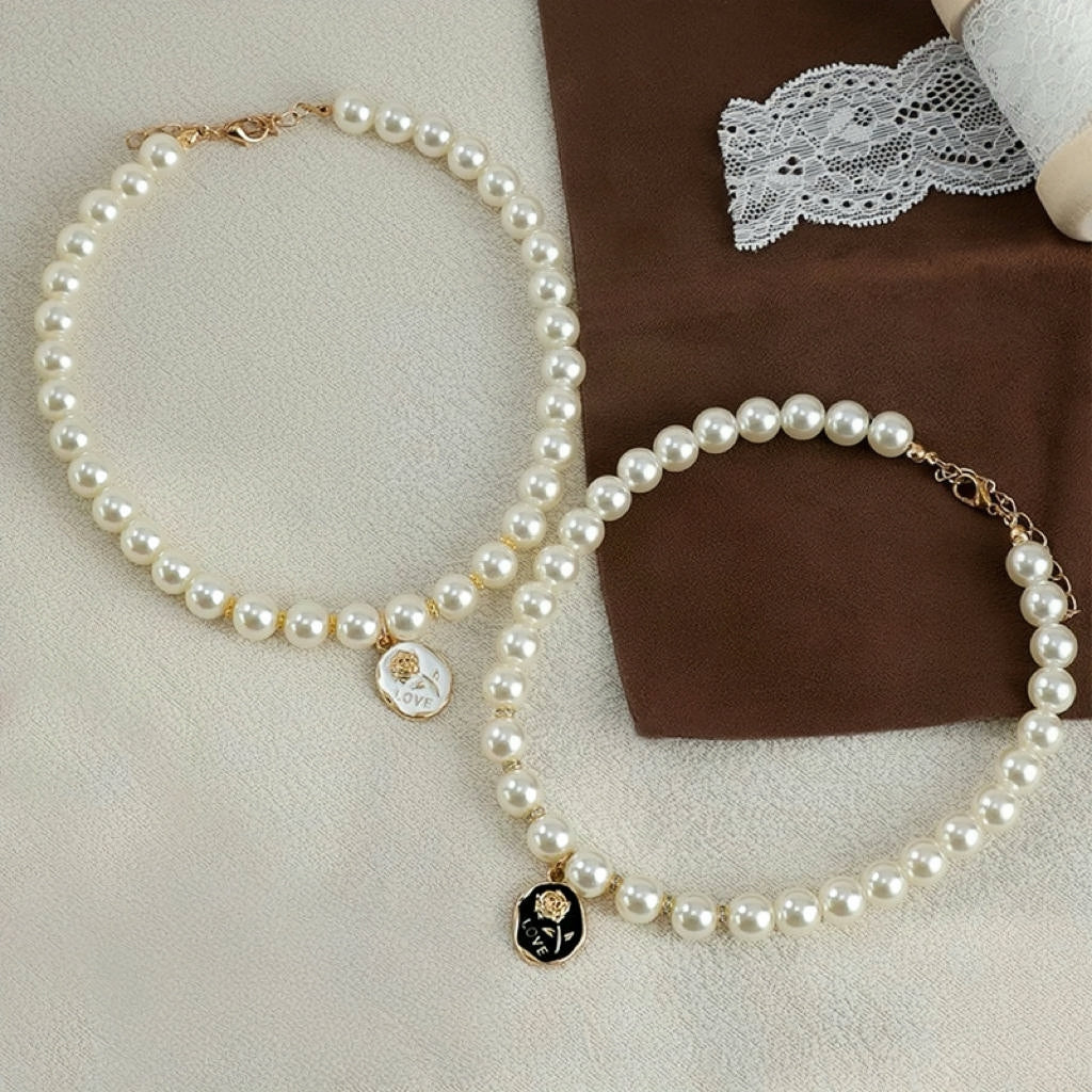 Pearl Series - Rose Pendant Necklace